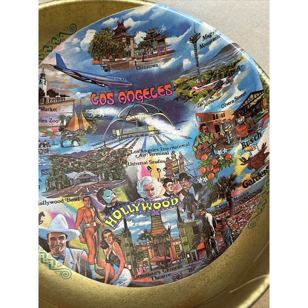 5 Vintage‎ Hollywood/Los Angeles Souvenir Bowls 1950-60s, Funky Misprints! Metal
